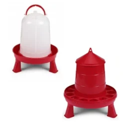 Kit abreuvoir 3L mangeoire 2Kg poule à pieds plastique rouge gamme Eco