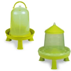 Kit abreuvoir 5L mangeoire 4Kg poule à pieds plastique vert gamme Eco