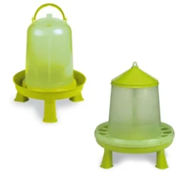 Kit abreuvoir 8L mangeoire 8Kg poule à pieds plastique vert gamme Eco