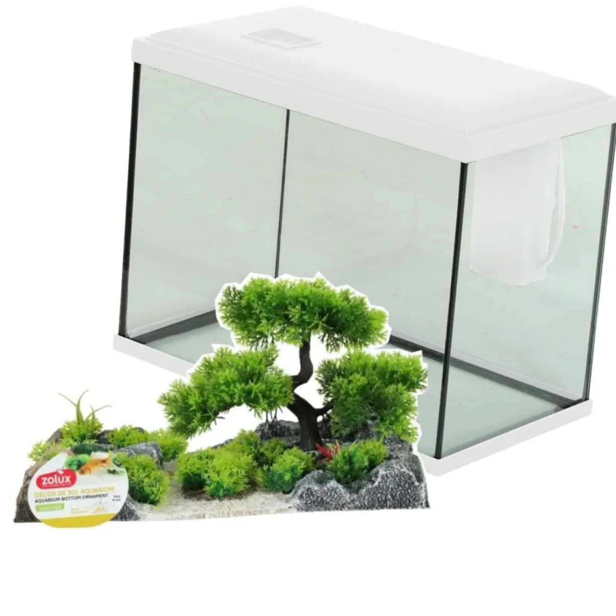 Kit aquarium poisson Initio 35cm blanc et décor Landscape Tree - Zolux