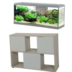 Kit aquarium poisson Tana LED 100 gris et meuble Iseo Tana 100 mélaminé gris - Zolux