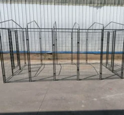Kit chenil pour animaux 9,6m² - Enclos 400x240x180 cm avec toit Métal