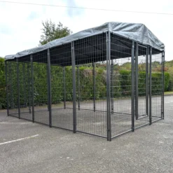 Kit chenil pour animaux 9,6m² - Enclos 400x240x180 cm avec toit Métal