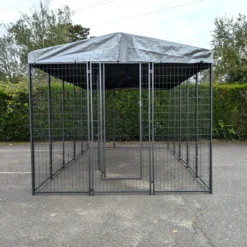 Kit chenil pour animaux 9,6m² - Enclos 400x240x180 cm avec toit Métal