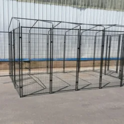Kit chenil pour animaux 9,6m² - Enclos 400x240x180 cm avec toit Métal