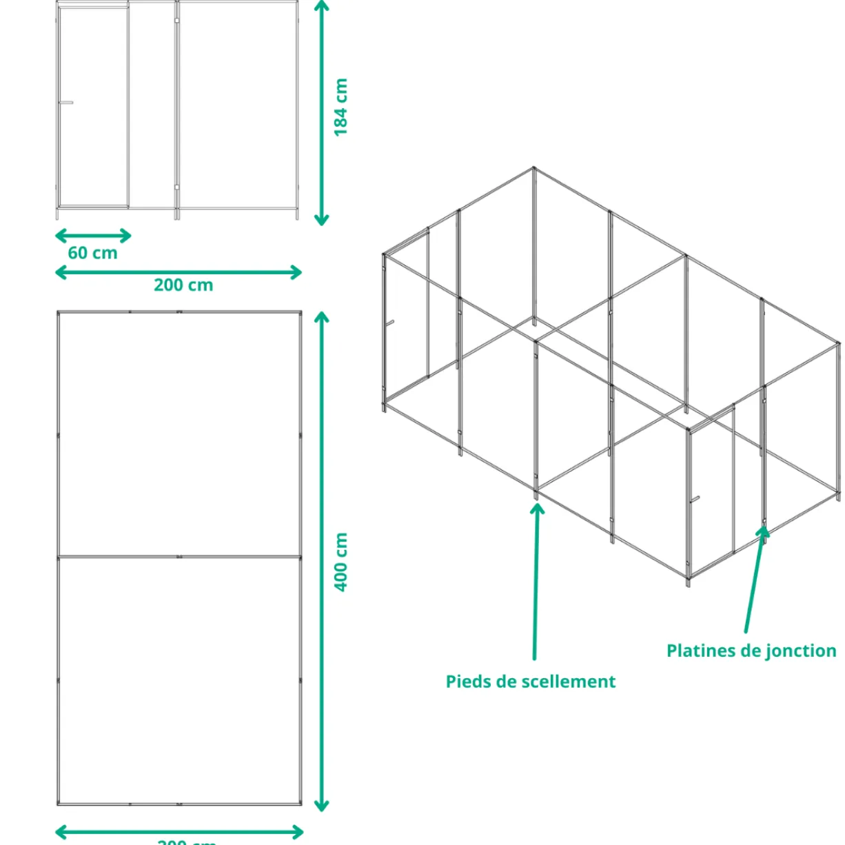Kit Chenil Premium 8m² Large Double – Animal Valley - KeniLux