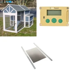 Kit poulailler Deluxe bleu jusqu’à 12 poules avec portier Zen Farm autonome et trappe taille Medium
