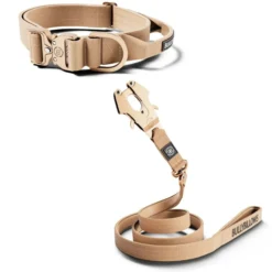 Laisse Lighter Swivel Combat et collier Lighter Combat Collar 4cm beige taille S - BullyBillows