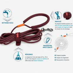 Longe ronde chien silicone Bivouak 10m rouge - Zolux