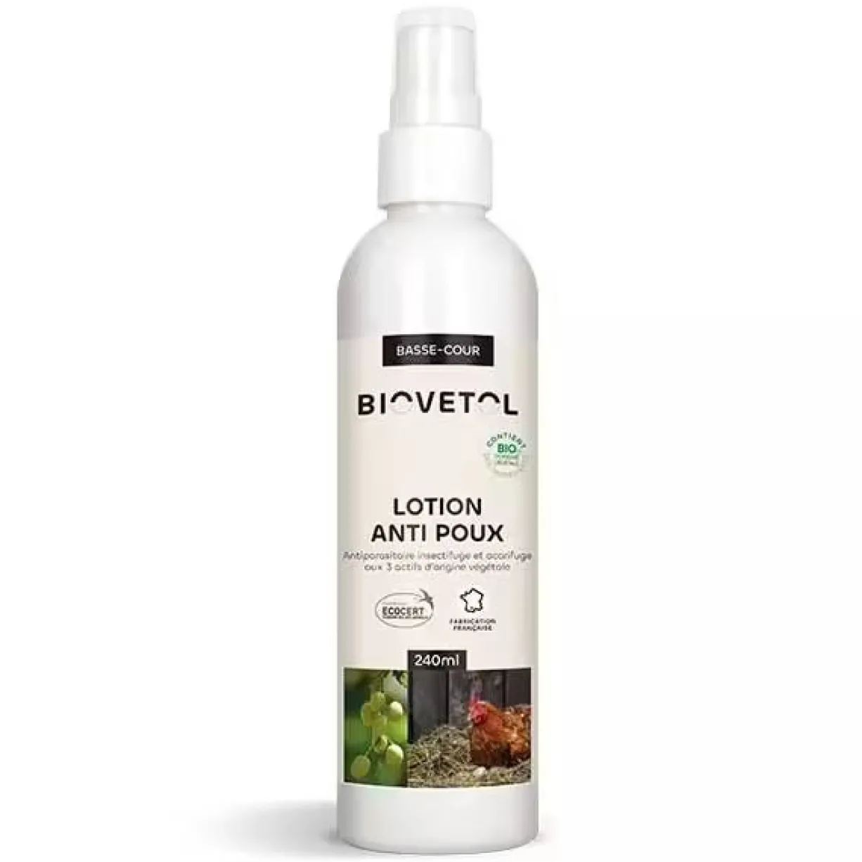 Lotion anti poux bio pour poule 240ML - Biovetol