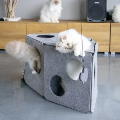 Maison de jeu pour chat en feutre Alan gris - D&D Home