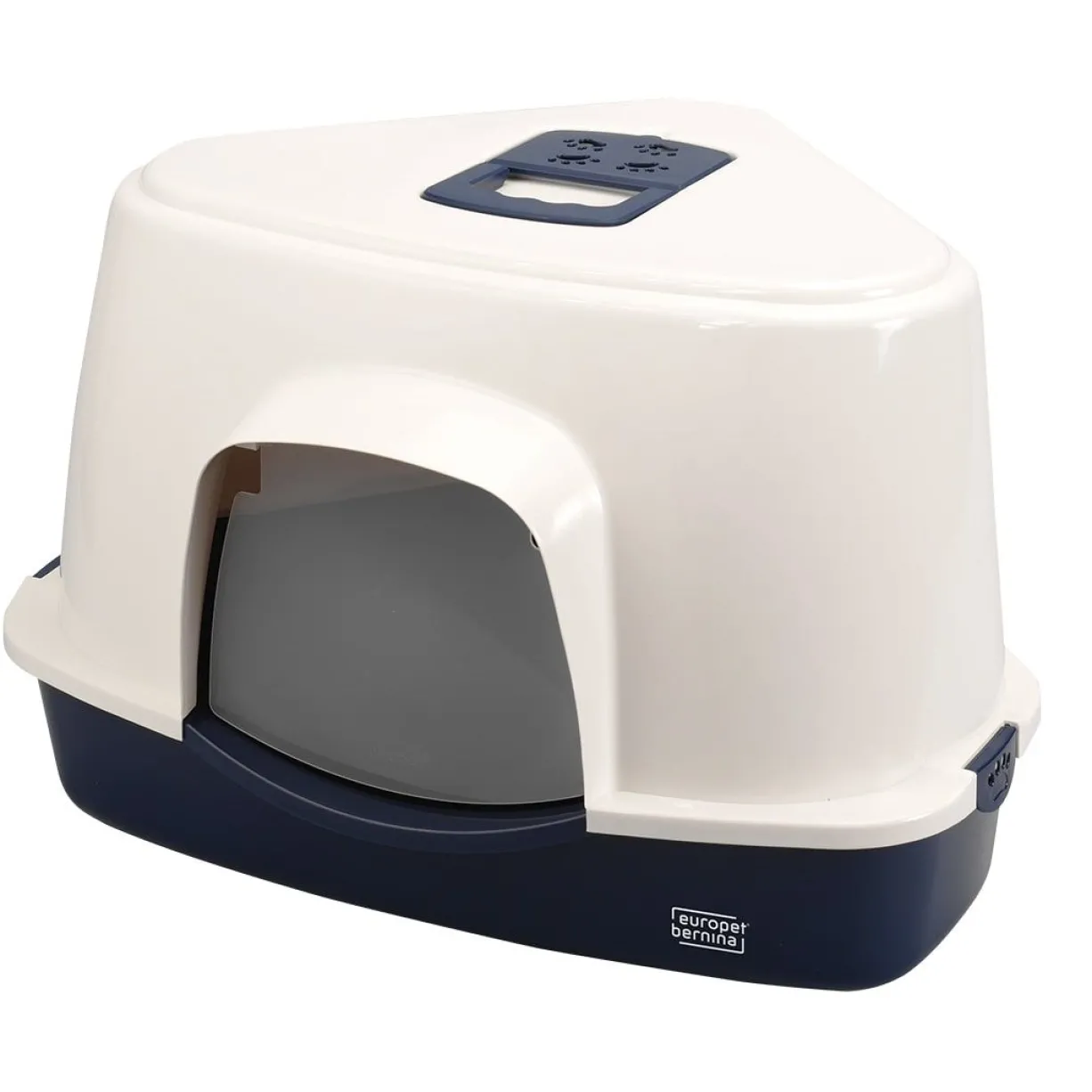 Maison de toilette chat triangle Prism L blanc et bleu foncé - Ebi