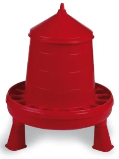 Mangeoire poule en plastique Eco 4Kg rouge avec pieds - Gaun