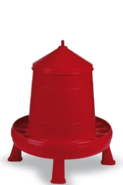 Mangeoire poule en plastique Eco 8Kg rouge avec pieds - Gaun