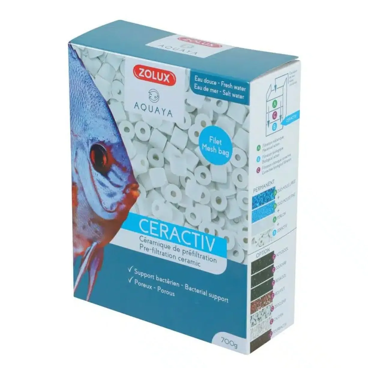 Masse filtrante aquarium nouilles en céramique Aquaya Ceractiv 1L / 700g - Zolux