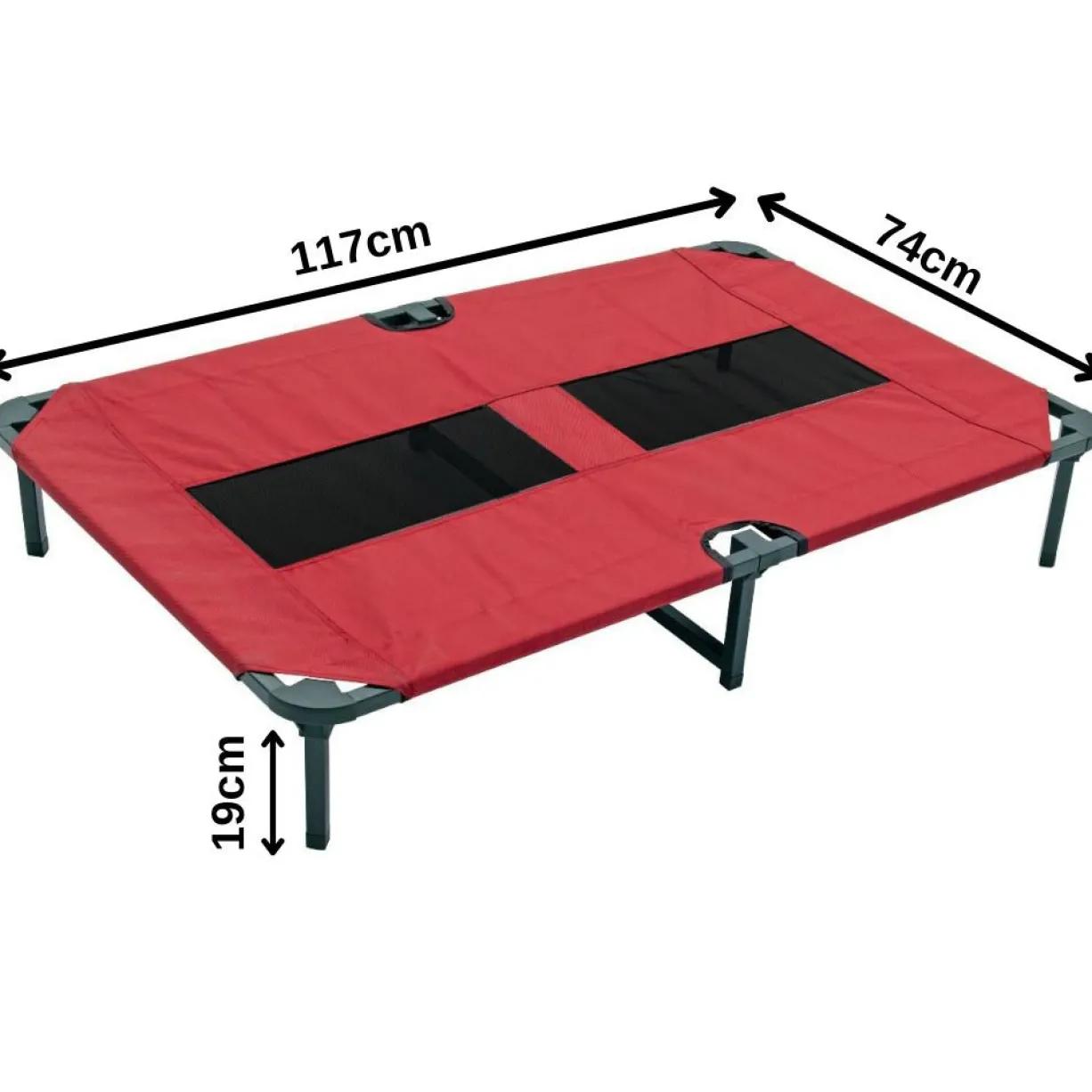 Matelas confort surélevé chien XL rouge 117 x 74 x 19 cm - Lucky Dog