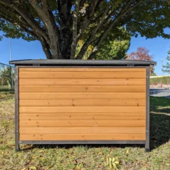 Niche à chien Berger Allemand avec toit ouvrant shingle et terrasse taille L