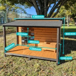 Niche à chien Berger Allemand avec toit ouvrant shingle et terrasse taille L