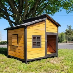 Niche Malinois avec porte sécurisée et ouverture latérale taille XL