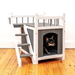 Niche pour chat et petit chien Iroquois avec balcon taille S
