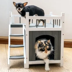 Niche pour chat et petit chien Iroquois avec balcon taille S