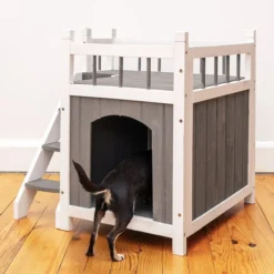 Niche pour chat et petit chien Iroquois avec balcon taille S