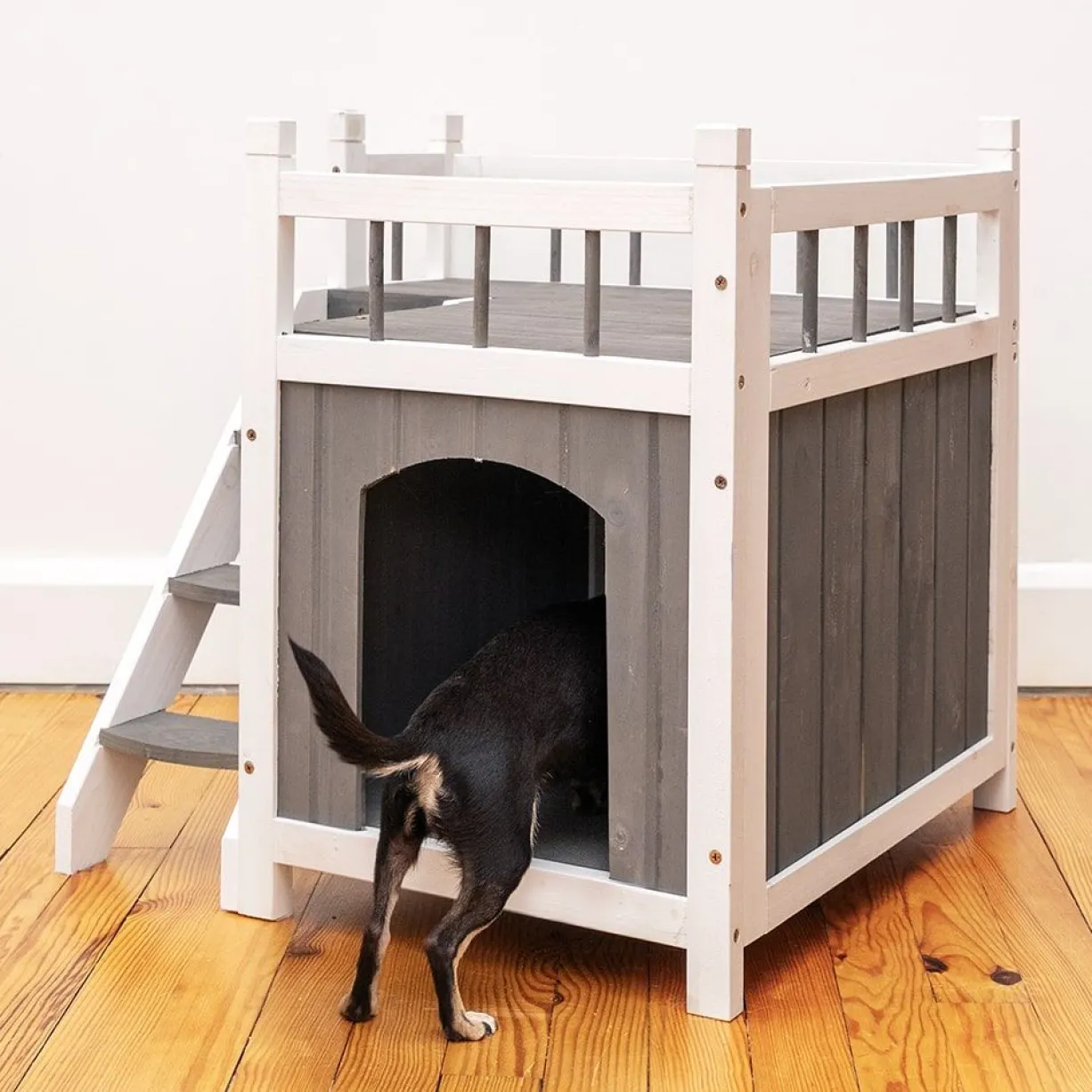Niche pour chat et petit chien Iroquois avec balcon taille S