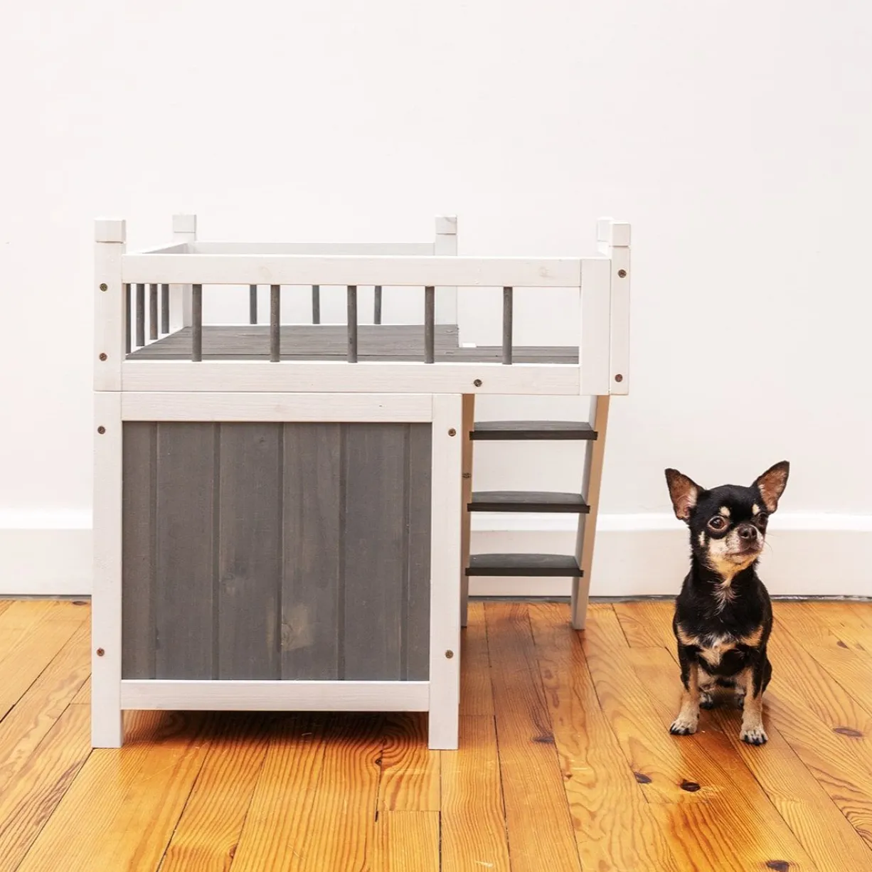 Niche pour chat et petit chien Iroquois avec balcon taille S
