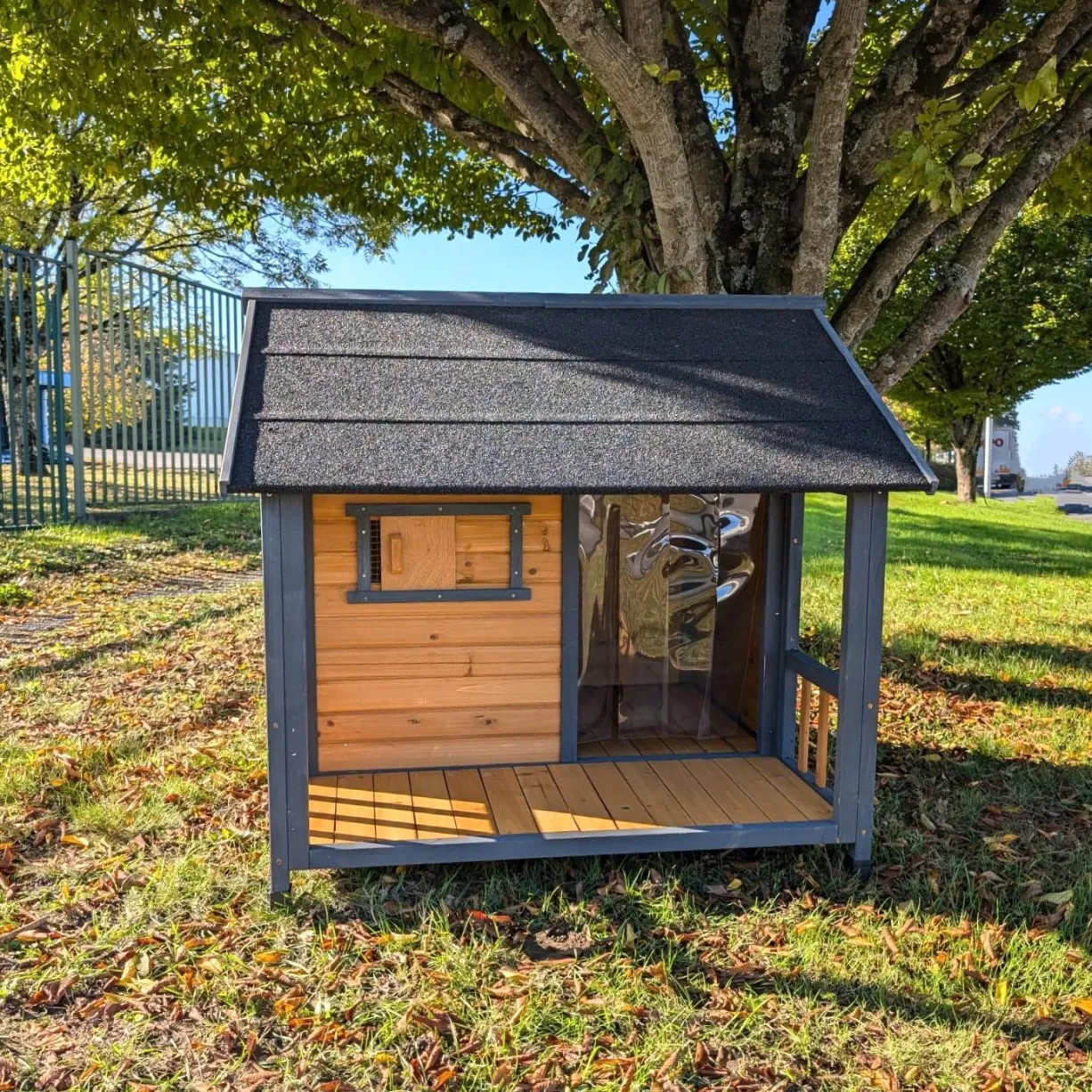 Niche pour chien Chalet Saint-Bernard V2 toit shingle taille XL