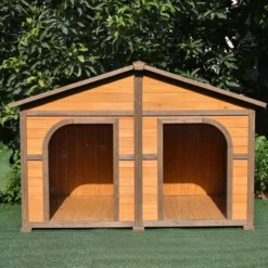 Niche pour chien Double toit shingle noir taille M