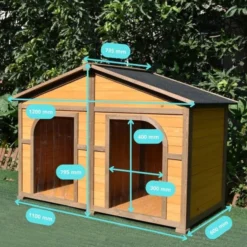 Niche pour chien Double toit shingle noir taille M