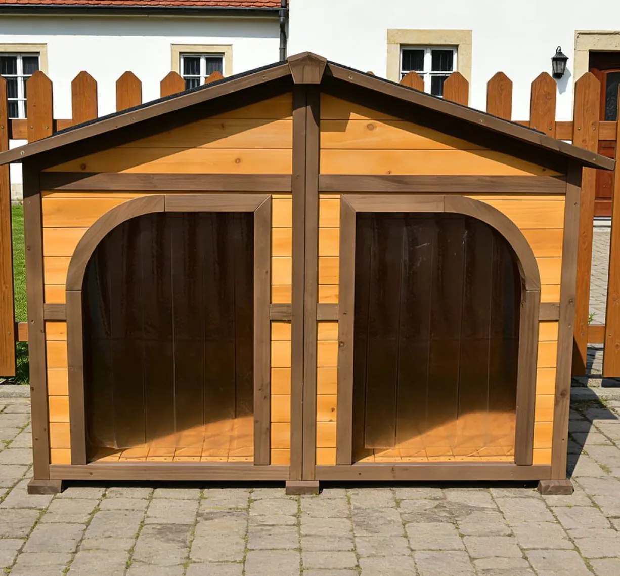 Niche pour chien Double toit shingle noir taille XL