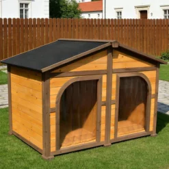 Niche pour chien Double toit shingle noir taille XL