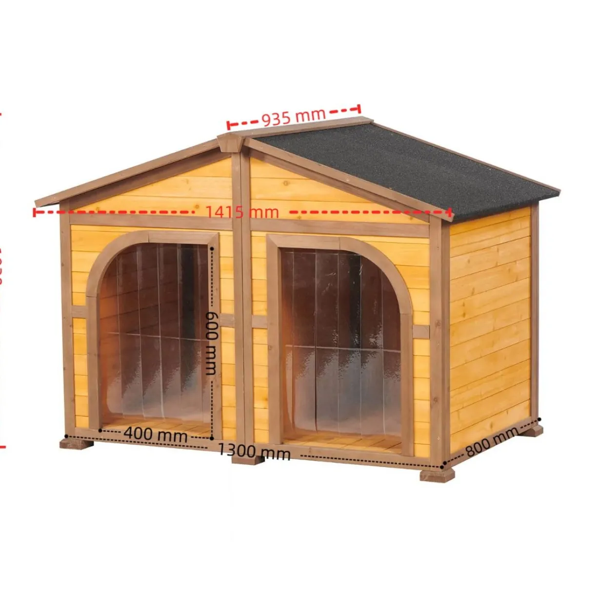 Niche pour chien Double toit shingle noir taille XL