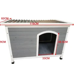 Niche pour chien Toit plat ondulé grise et blanche taille XL