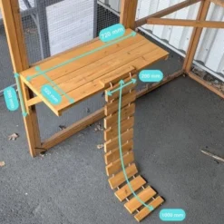 Plateforme avec pont suspendu en bois pour catio modulable chat « Kat’Venture »