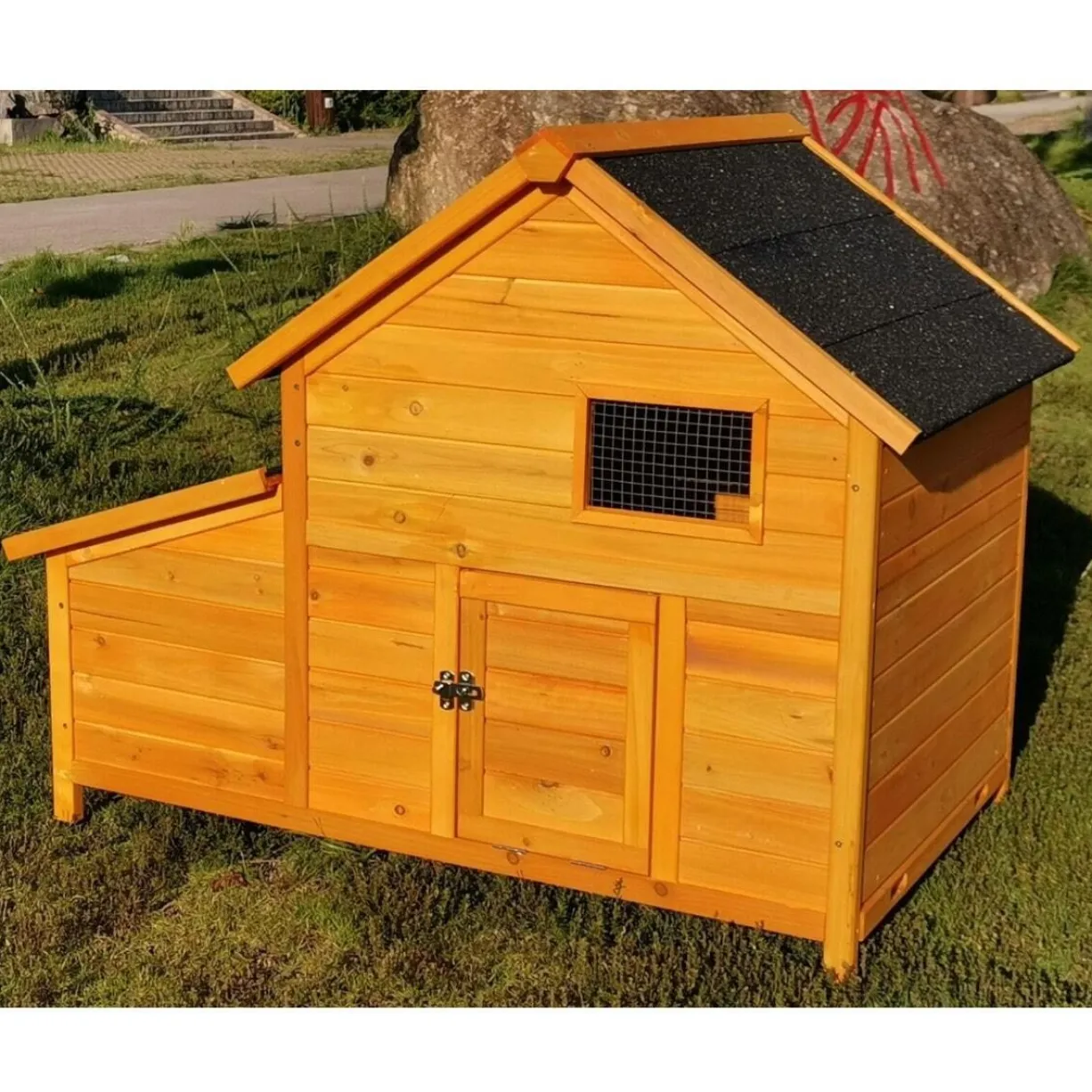 Poulailler Bantam XL toit shingle 2 à 4 poules avec extension parc grillagé