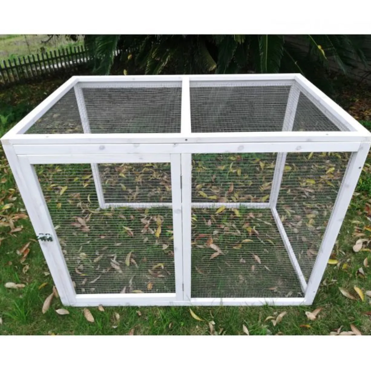 Poulailler Deluxe bleu toit shingle gris jusqu’à 12 poules avec extension parc grillagé