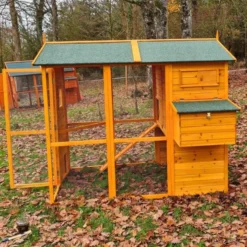 Poulailler Gaulois II toit shingle jusqu’à 10 poules avec extension parc grillagé