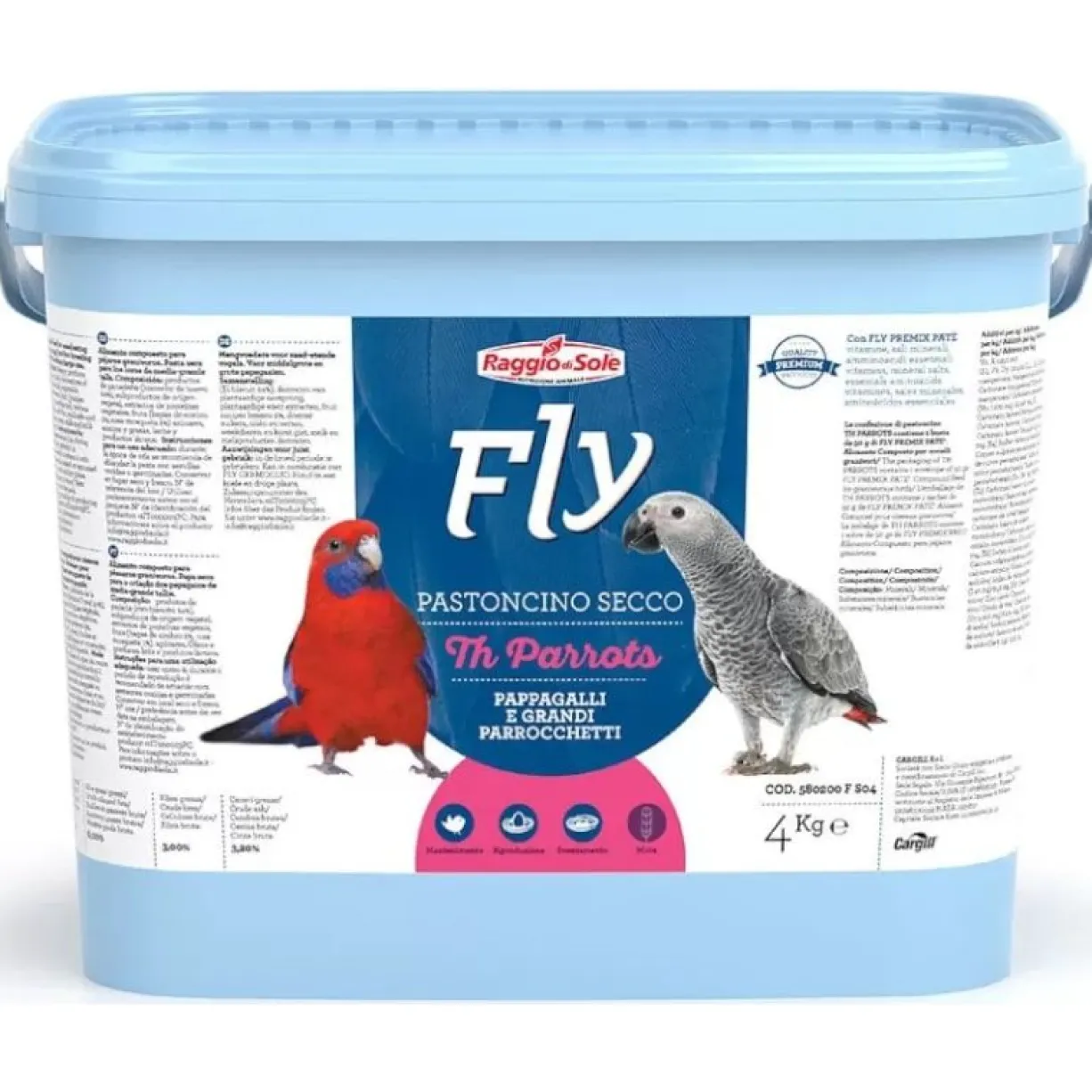 Pâtée pour grandes perruches et perroquets Fly TH Parrots 4kg - Raggio Di Sole