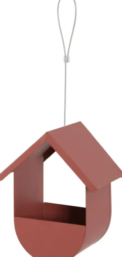 Support pour graines oiseaux du jardin cabane métal 19 cm rouge terracotta - Zolux