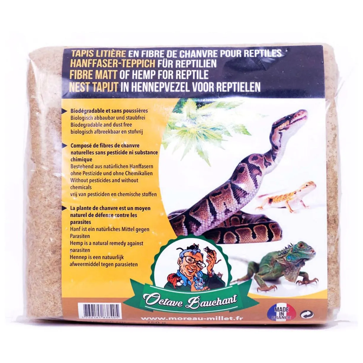 Tapis de litière pour terrarium reptile en fibre de chanvre 110x50cm - Octave Bauchant