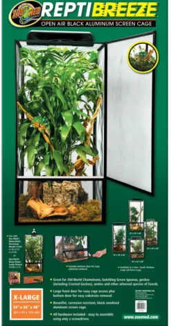 Terrarium reptile arboricole Reptibreeze XL 61x61x122 aluminium noir - Zoo Med