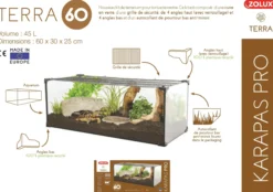 Terrarium tortue Karapas Terra 60 Pro noir - Zolux