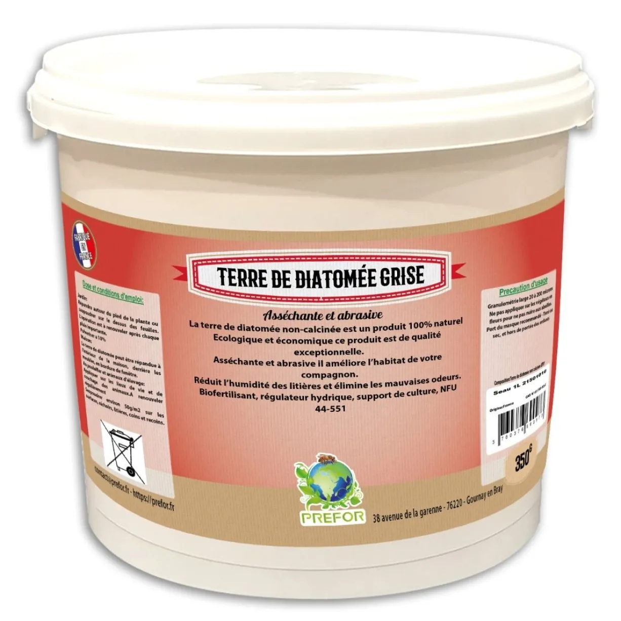 Terre de diatomee grise non-calcinée non-alimentaire seau 350g