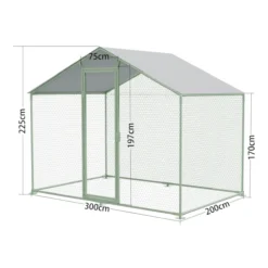 Volière poule - Enclos lapin et chat - 6m² 2x3x2,25m - Ø38mm Acier Galvanisé avec bâche