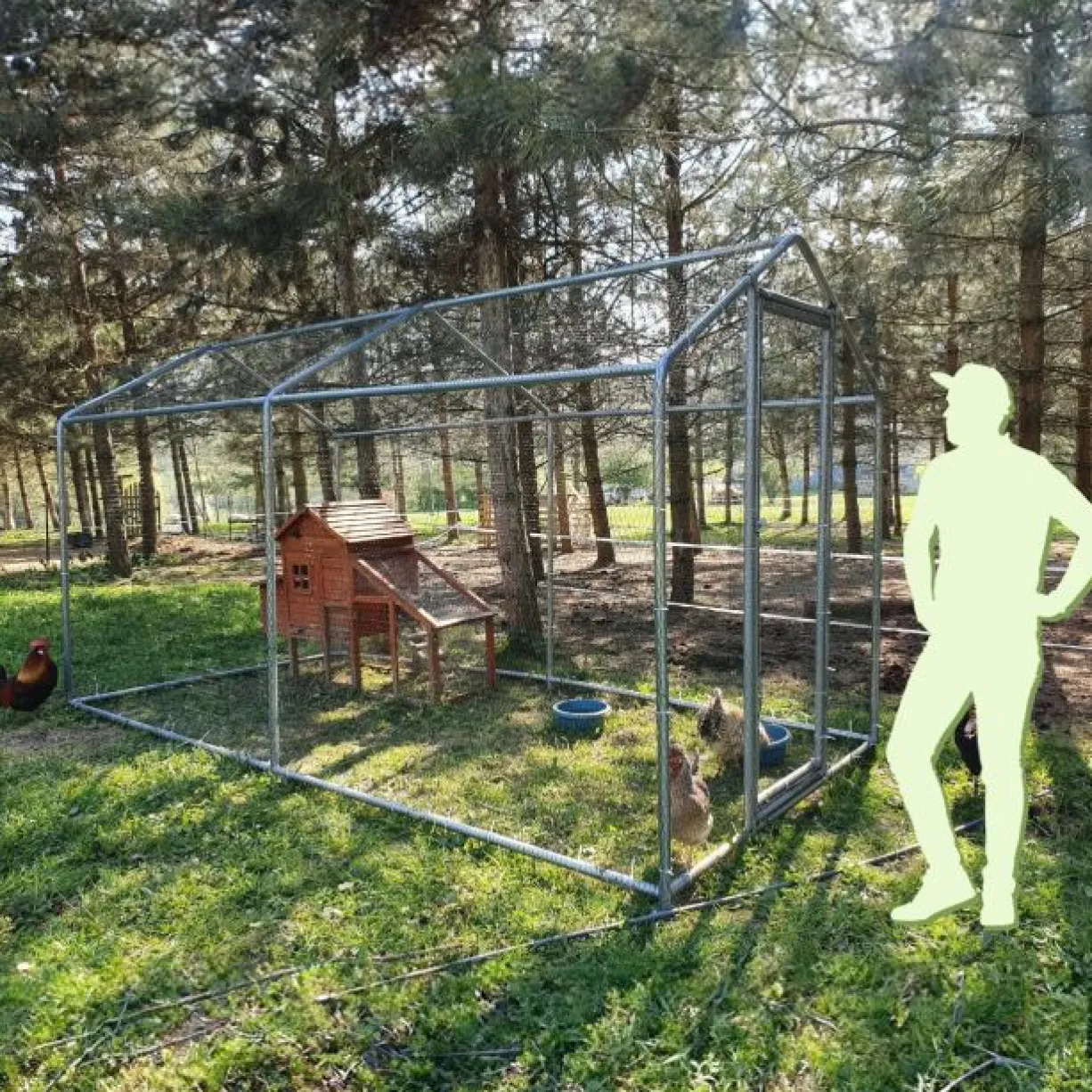 Volière poule - Enclos lapin et chat - 12m² 6x2x2,25m - Ø32mm Acier Galvanisé