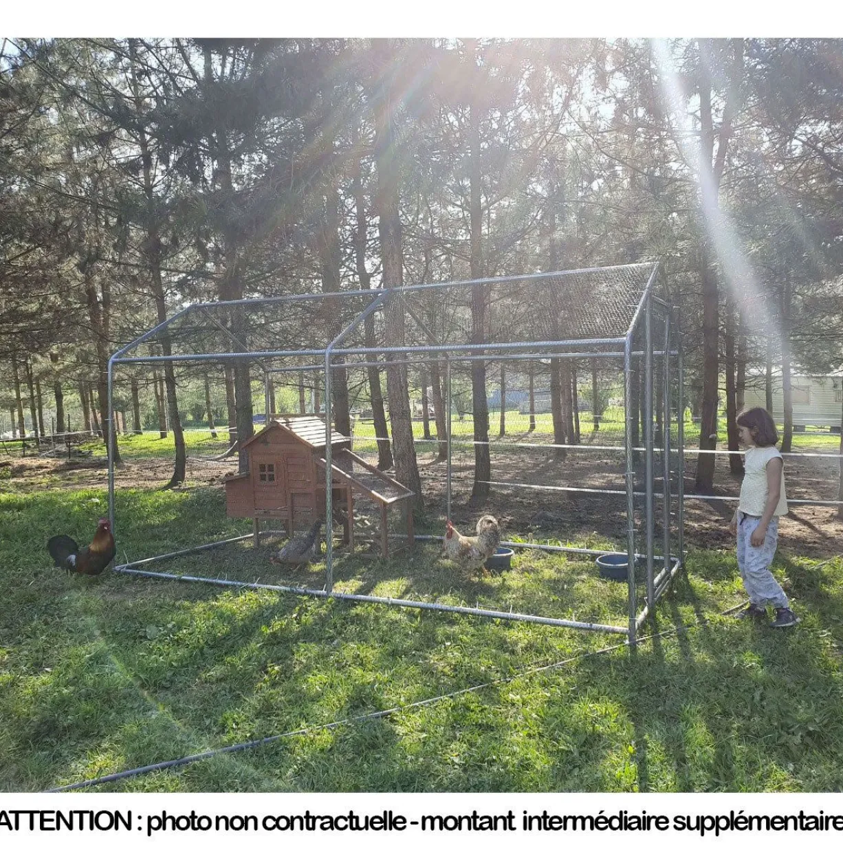 Volière poule - Enclos lapin et chat - 12m² 6x2x2,25m - Ø32mm Acier Galvanisé