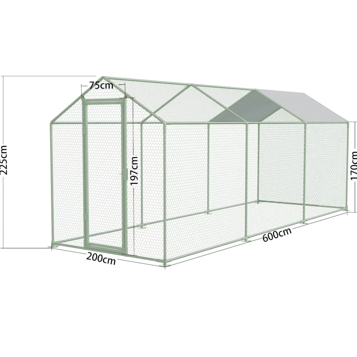 Volière poule - Enclos lapin et chat - 12m² 6x2x2,25m - Ø32mm Acier Galvanisé