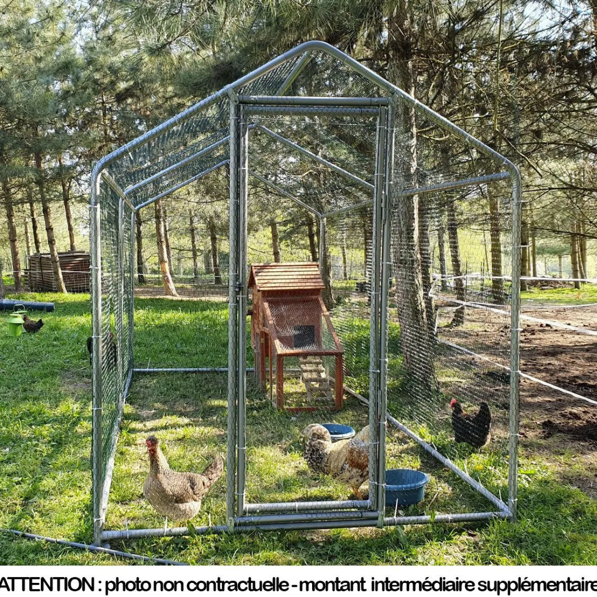Volière poule - Enclos lapin et chat - 12m² 6x2x2,25m - Ø32mm Acier Galvanisé